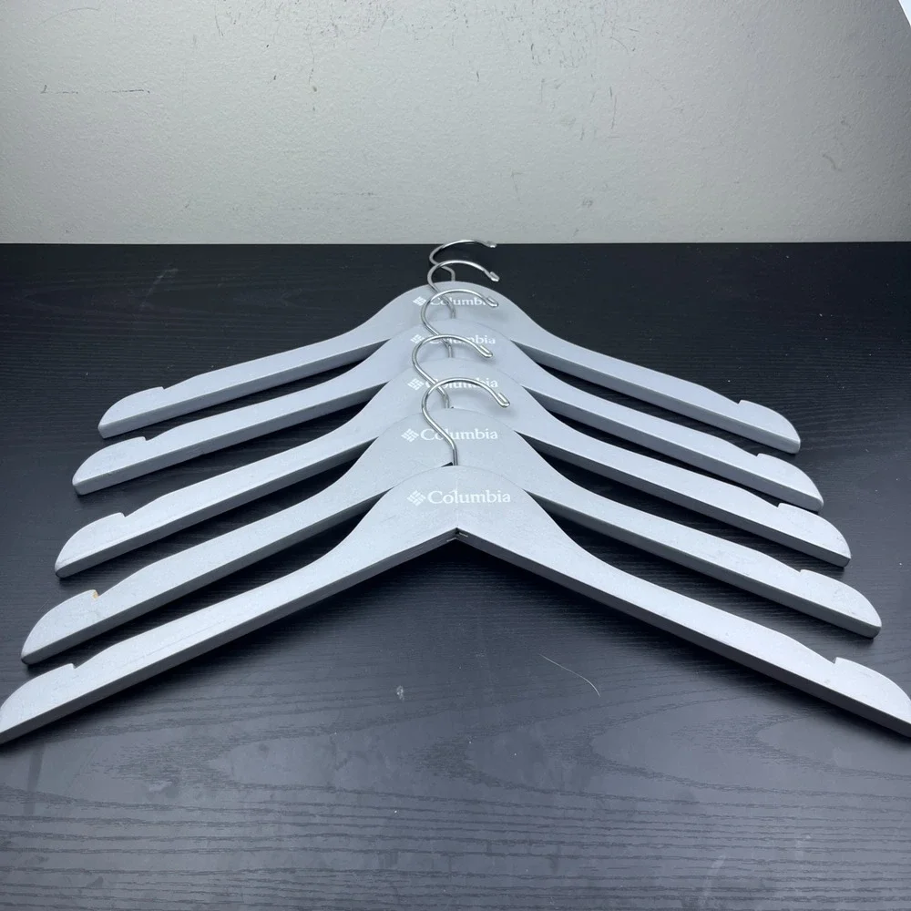 Columbia Sportswear Company Wooden Clothes Hangers Gray Set of 5